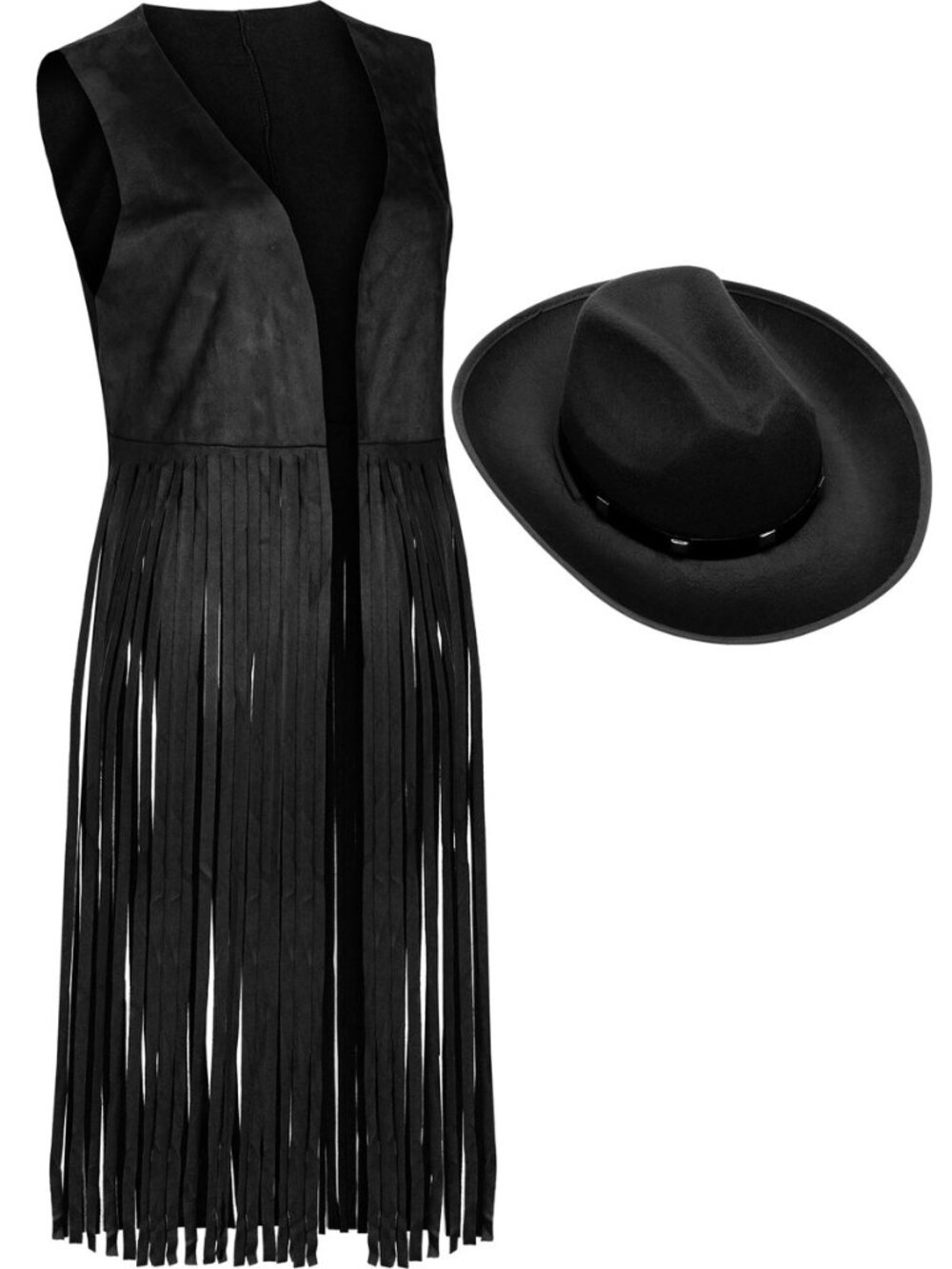Fringe Vests Cowgirl Outfits for Women 70s Hippie Clothes Vest Jacket Faux Suede